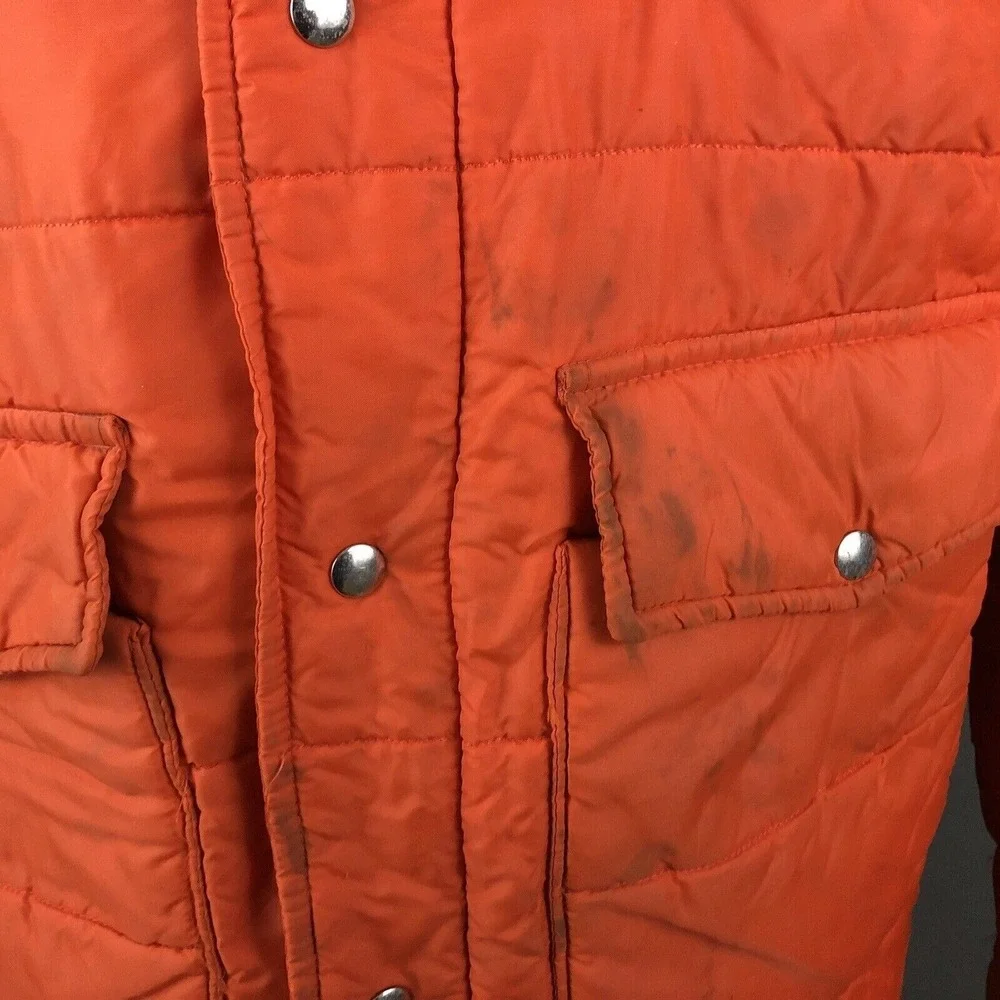 Fram Autolite VTG 70s Employee Uniform Puffer‎ Coat Large Mechanic's Jacket